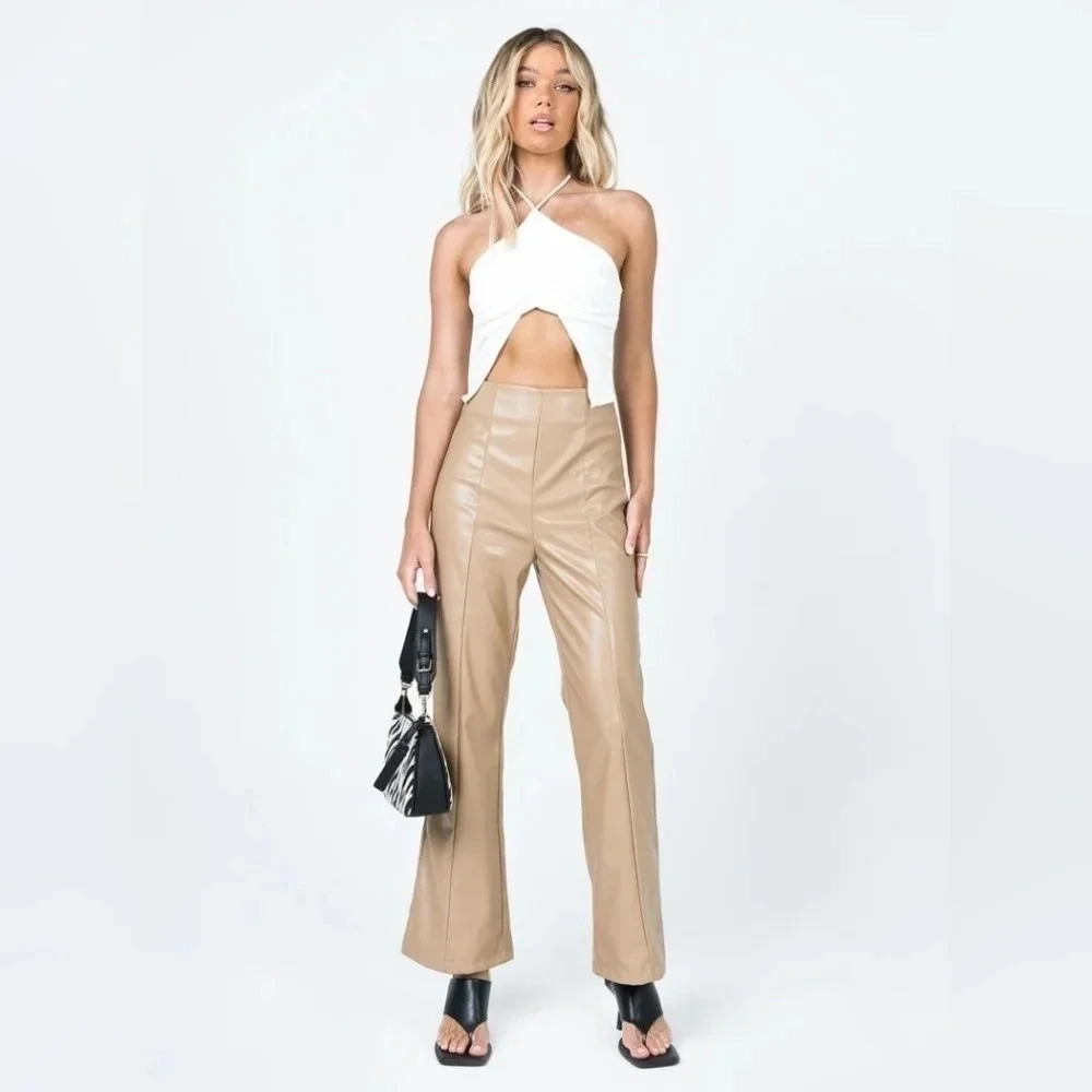 Moving Sale! 💘 GIA PANEL PU PANTS BEIGE - Picture 2 of 7